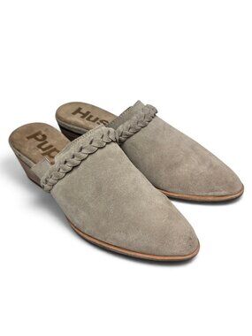 Hush Puppies Sierra Braid Mules Womens Beige Distressed Suede Pointy Slip On 6
